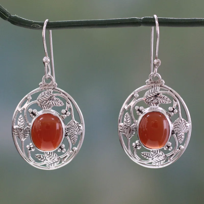 Fiery Avatar Fair Trade Sterling Silver Carnelian Earrings