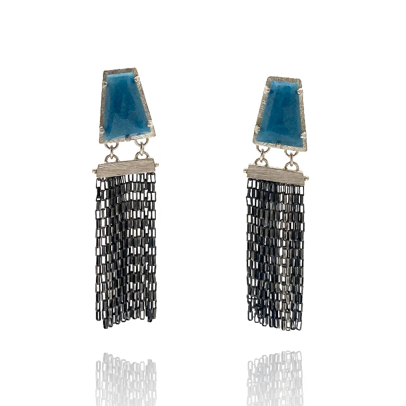 Lazulite Quartz Fringe Earrings