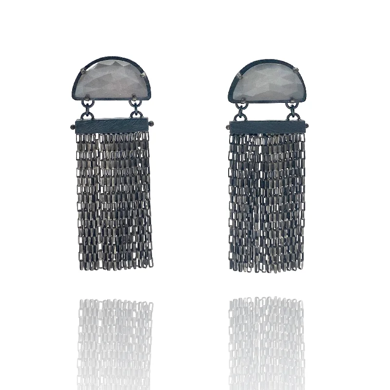 Mauve Moonstone Fringe Earrings