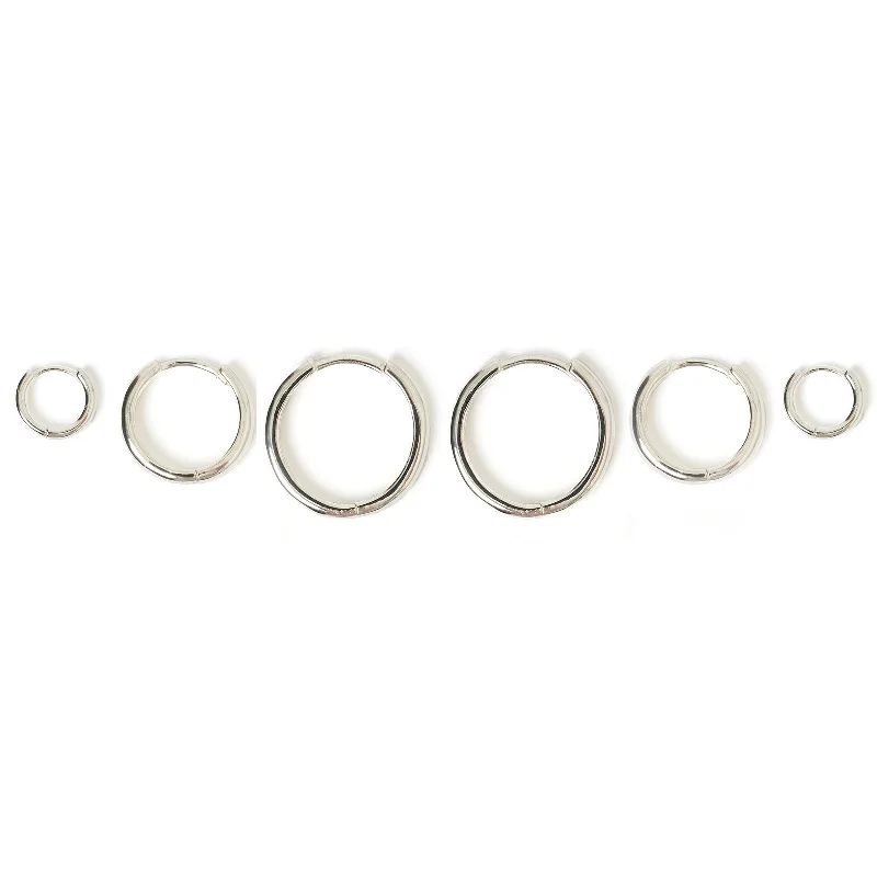 Smooth Hoop Earring Stack - Silver