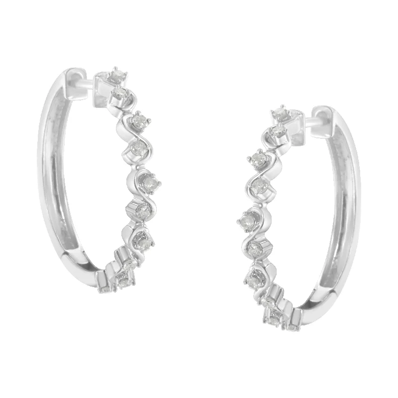 Sterling-Silver Diamond Hoop Earring