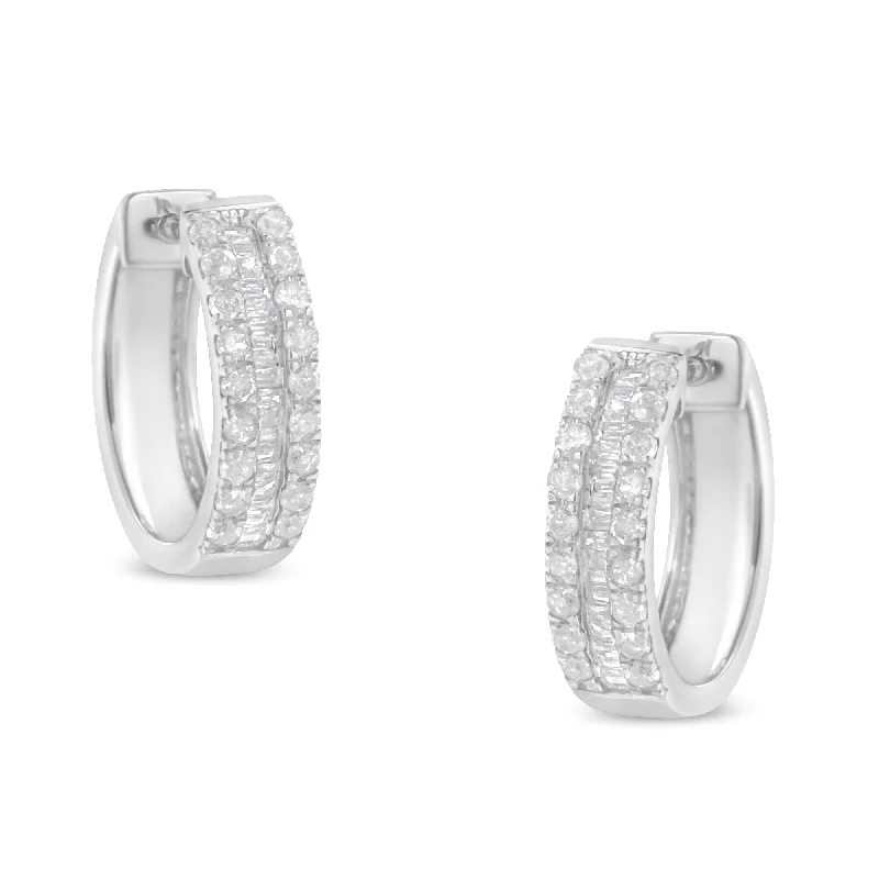 Sterling-Silver Diamond Hoop Earring