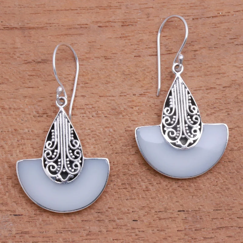 Swirl Clouds Artisan Crafted Sterling Silver and Resin Dangle Earrings