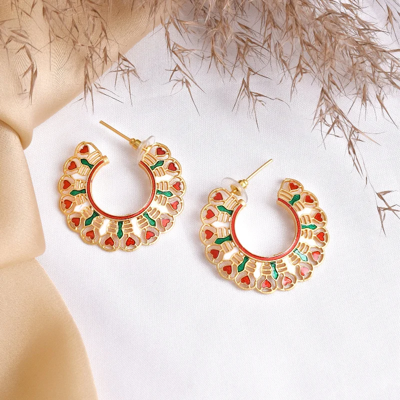 Teejh Aamani Red & Green Earrings