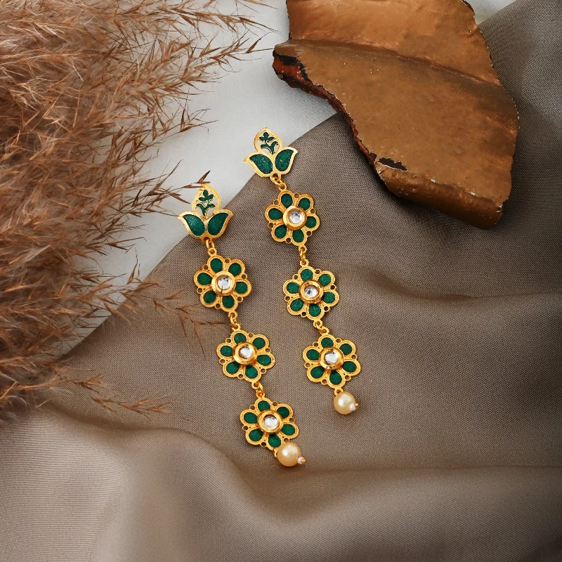 Teejh Daivey Dark Green Gold Earring