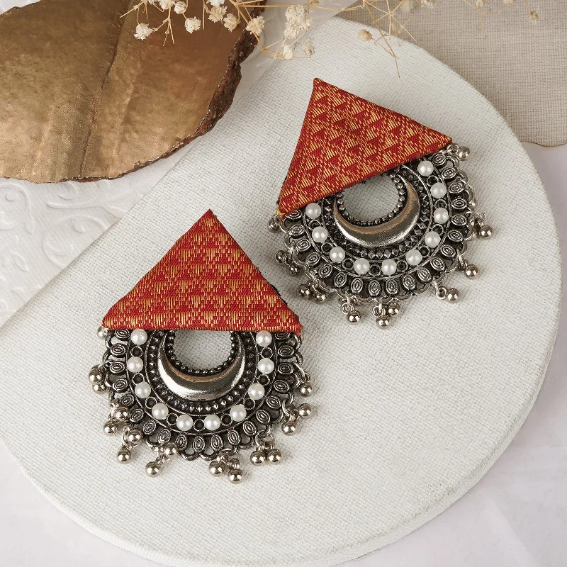 Teejh Hanika Orange Fabric Earring