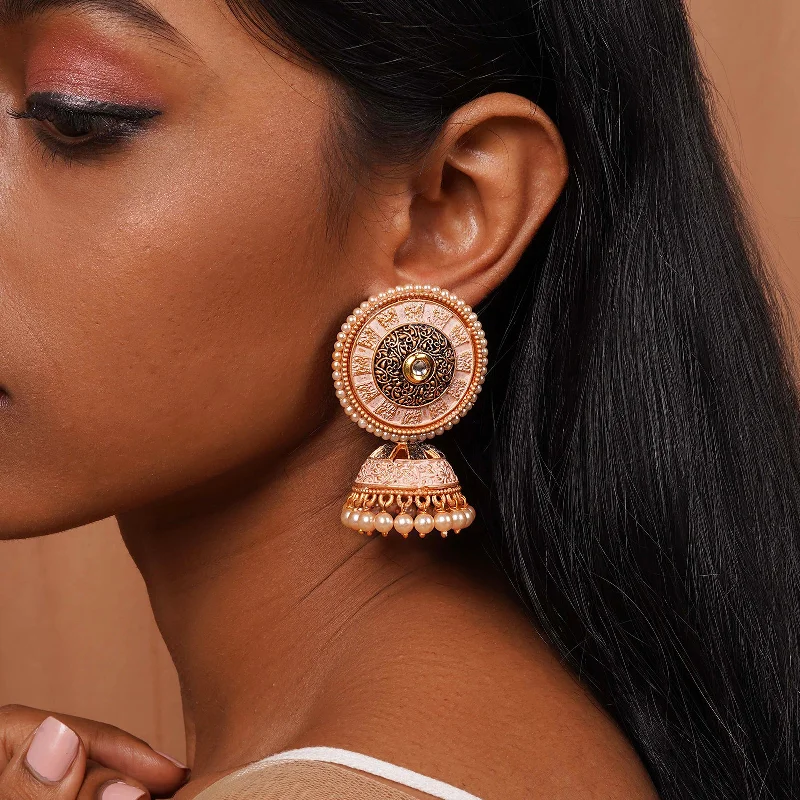 Teejh Manavi Nude Pink Gold enamel Earring