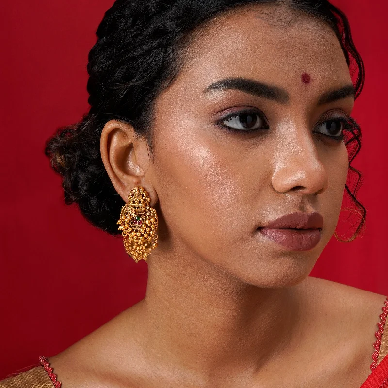 Teejh Namrata Gold Green And Red Earrings