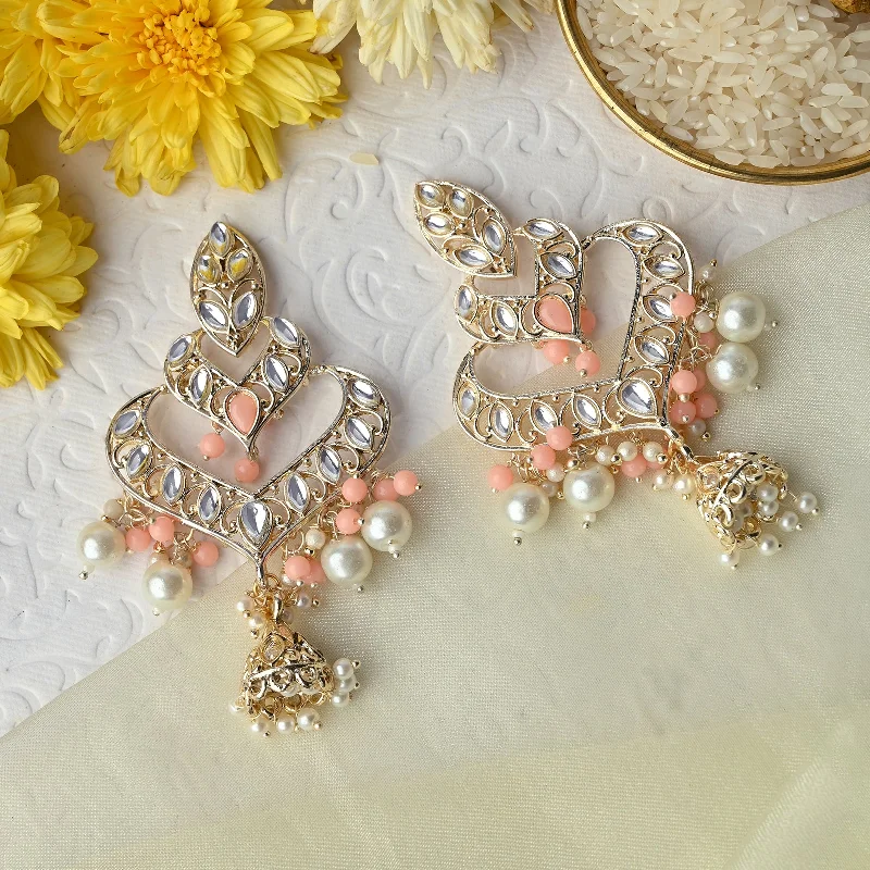 Teejh Shrijita Light Pink Gold Enamel Earrings