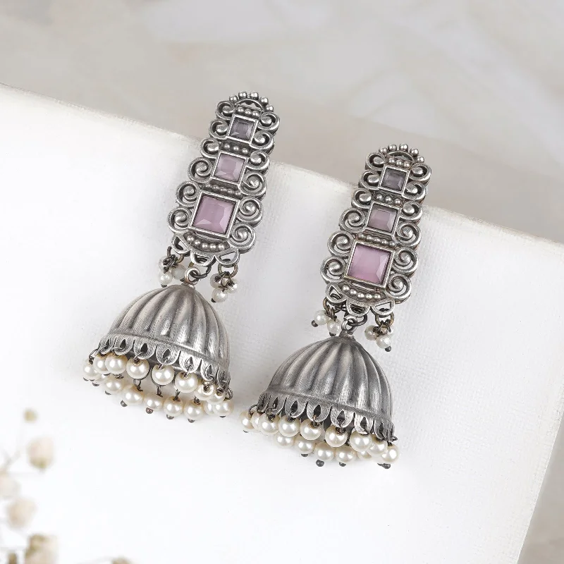 Teejh Vaanya Pink Silver Oxidised Earring