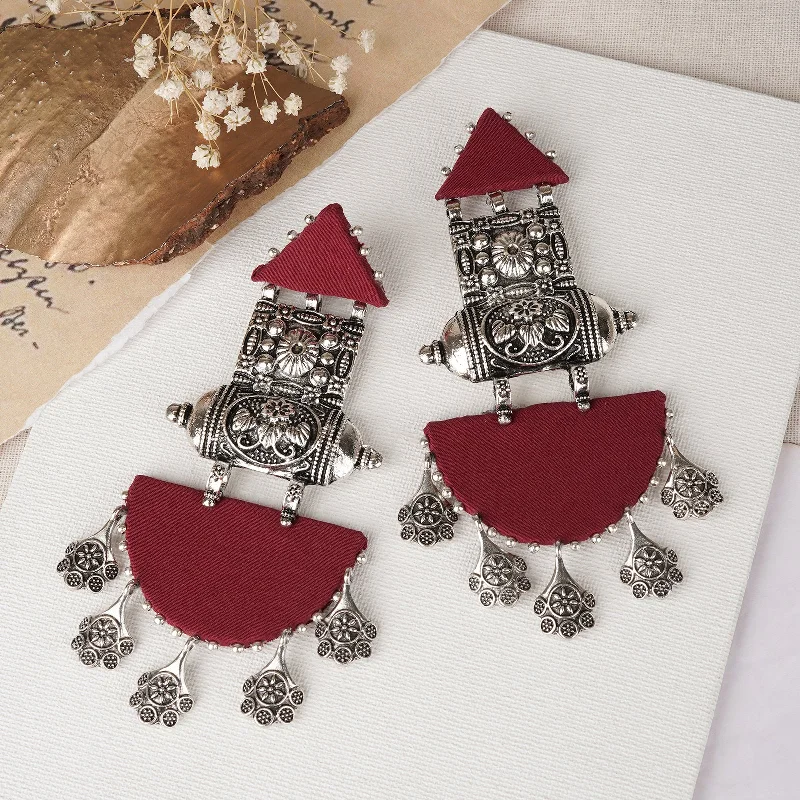 Teejh Yaalini Maroon Fabric Earring