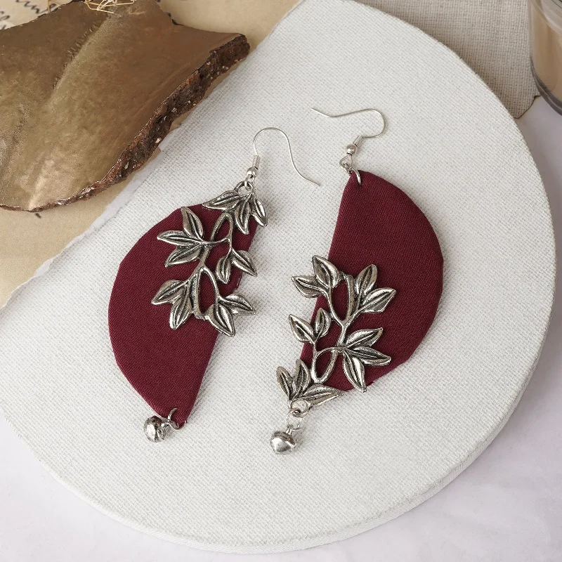 Teejh Yukti Maroon Floral Fabric Earring