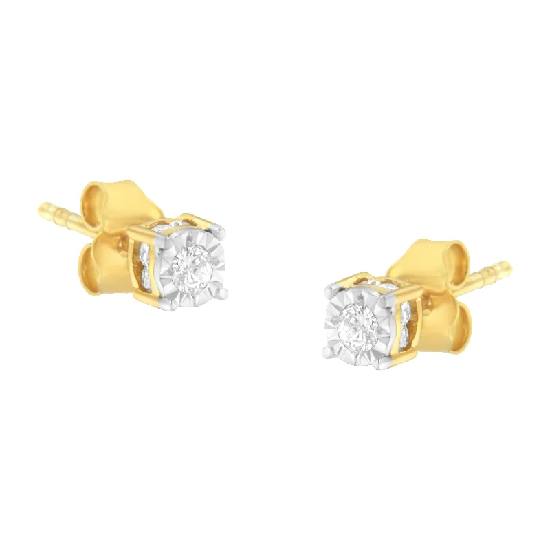 Yellow Plated Sterling Silver Diamond Stud Earring